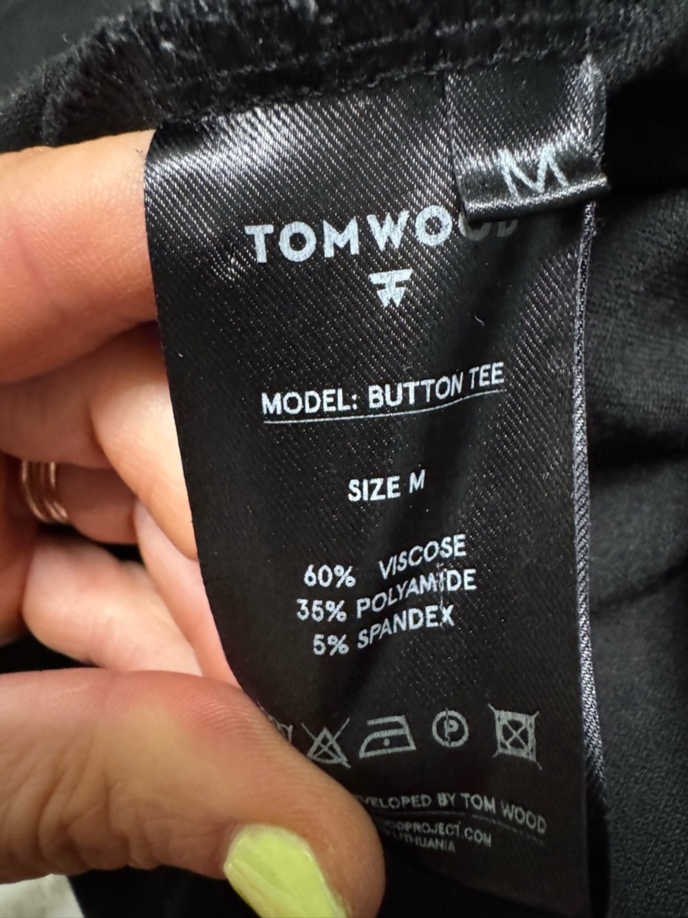 TOM WOOD Oslo Norway Black Button Tee - Picture 9 of 9